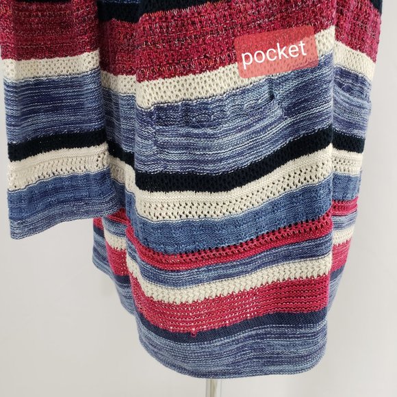 J. Jill NWOT Button-Front Long Cardigan Sweater LARGE Multi-Color Stripe… - Picture 6 of 11